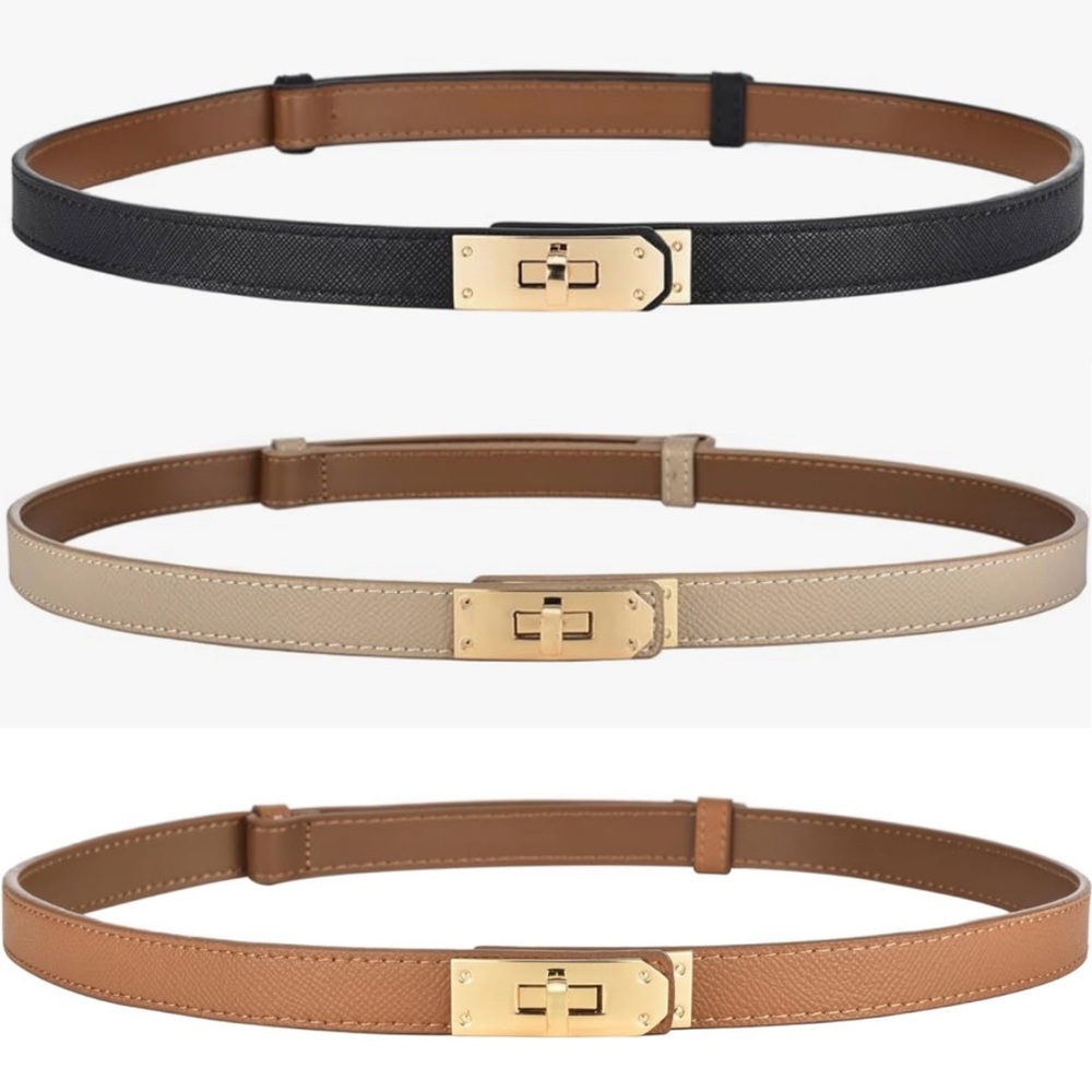 Premium faux leather adjustable belt -available in tan, cognac brown, & black - Picture 1 of 10
